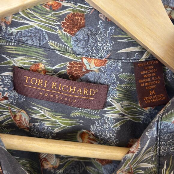 Tori Richard Honolulu Hawaiian Shirt Tropical Fish Made in USA Men's Size M - Picture 5 of 9